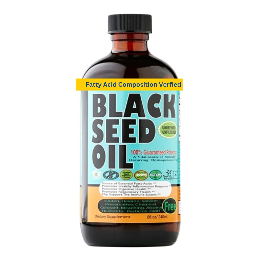 Ulei de semințe negru 8 Oz - Premium Nigella Sativa ulei de chimen negru turcesc presat la rece - Putere mare 3X Thymochinonă - Suport natural - Super Food