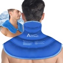 Atsuwell Ice Pack pentru gât și umăr de compresie rece, Umăr Ice Packs Reutilizabil Gel Pack, Large Upper Back Cold Pack Wrap pentru gât, Umăr, Hip, Blue