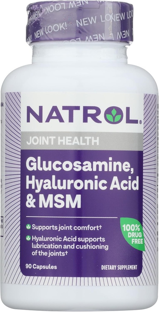 Natrol Glucosamină, Acid hialuronic şi MSM, 90 capsule