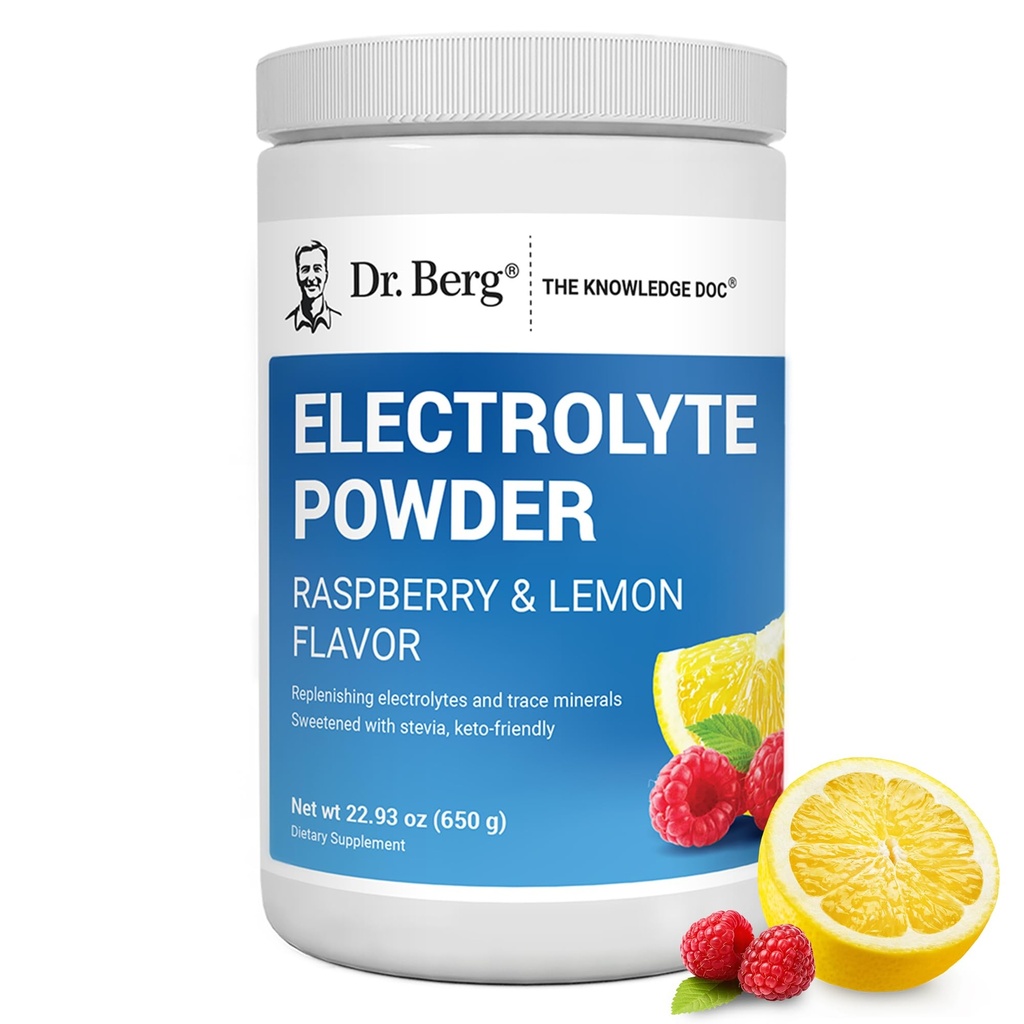 Dr. Berg Zero hidratare de zahăr Keto Electrolit pulbere - îmbunătăţit w/ 1000 mg de Sare de potasiu şi roz Himalayană (NOT masă sare) - Raspberry şi aromă de lămâie hidratare suplimentare de băuturi, 100 Serviri