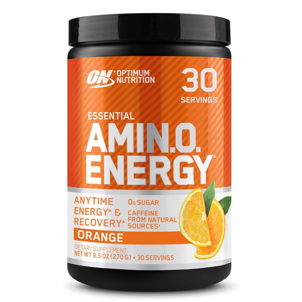 Optimum Nutrition Amino Energy - Pre Workout cu ceai verde, BCAA, Amino Acids, Keto Friendly, Green Coffee Extract, Energetic Powder - Orange Cooler, 30 Servings (Packaging May Vary)