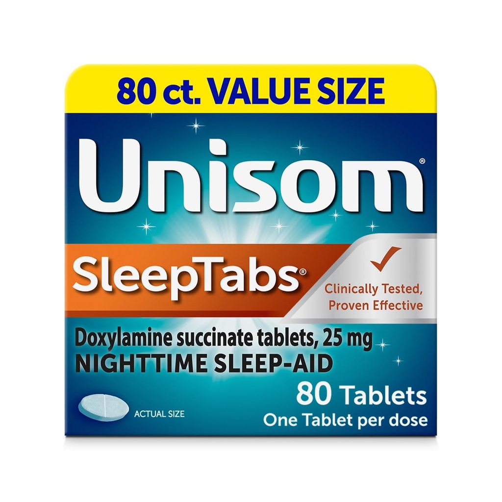 Unisom SleepTabs, Nighttime Sleep-aid, Doxilamină Succinat, 80 comprimate