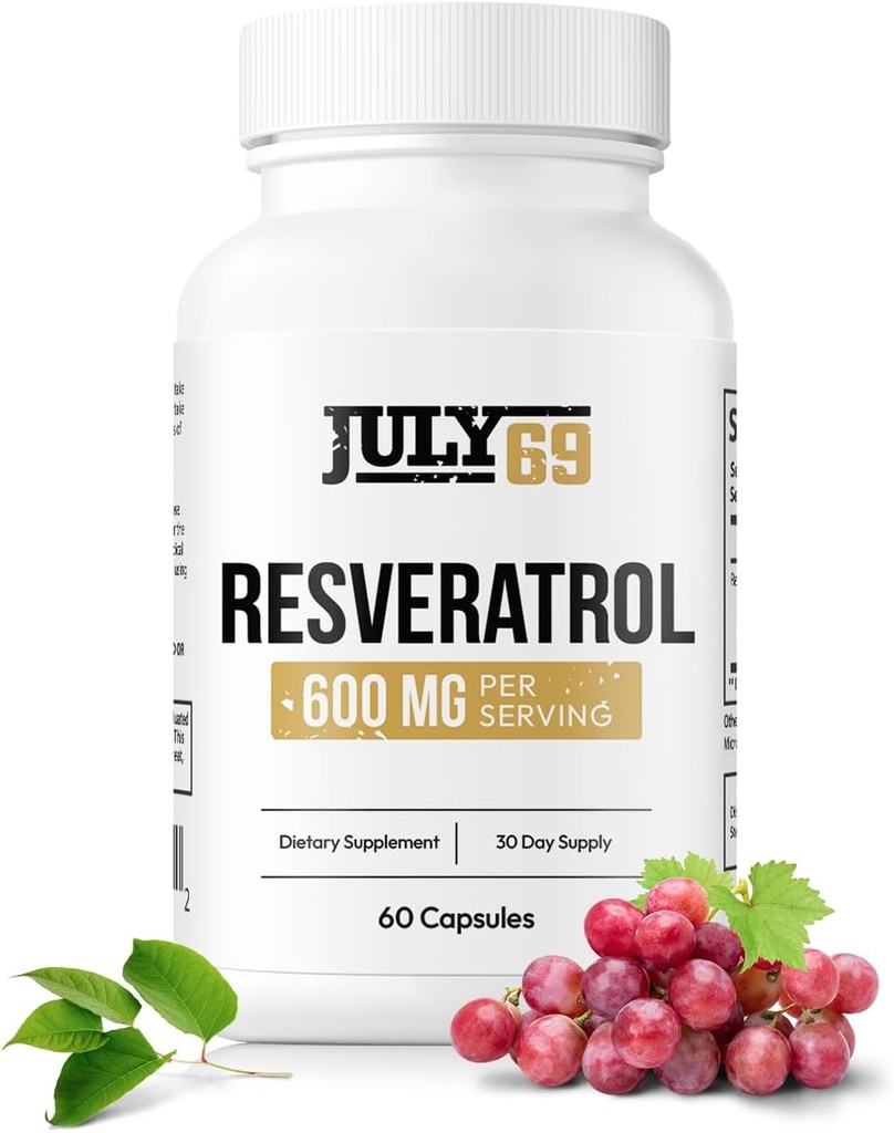 Resveratrol capsule 600 mg per Serving, Potent Antioxidant Supliment capsule, 60 capsule în 1 flacon, Made in USA