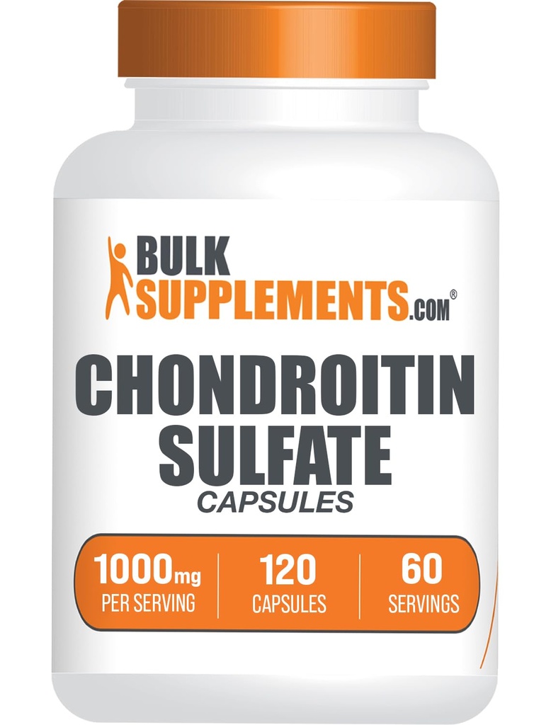 BulkSupplements.com Chondroitin capsule sulfate - Supliment nutritional, Chondroitin sulfate 1000 mg - Gluten Free, 2 capsule per Serving, 120 Conte (Pachet de 1)