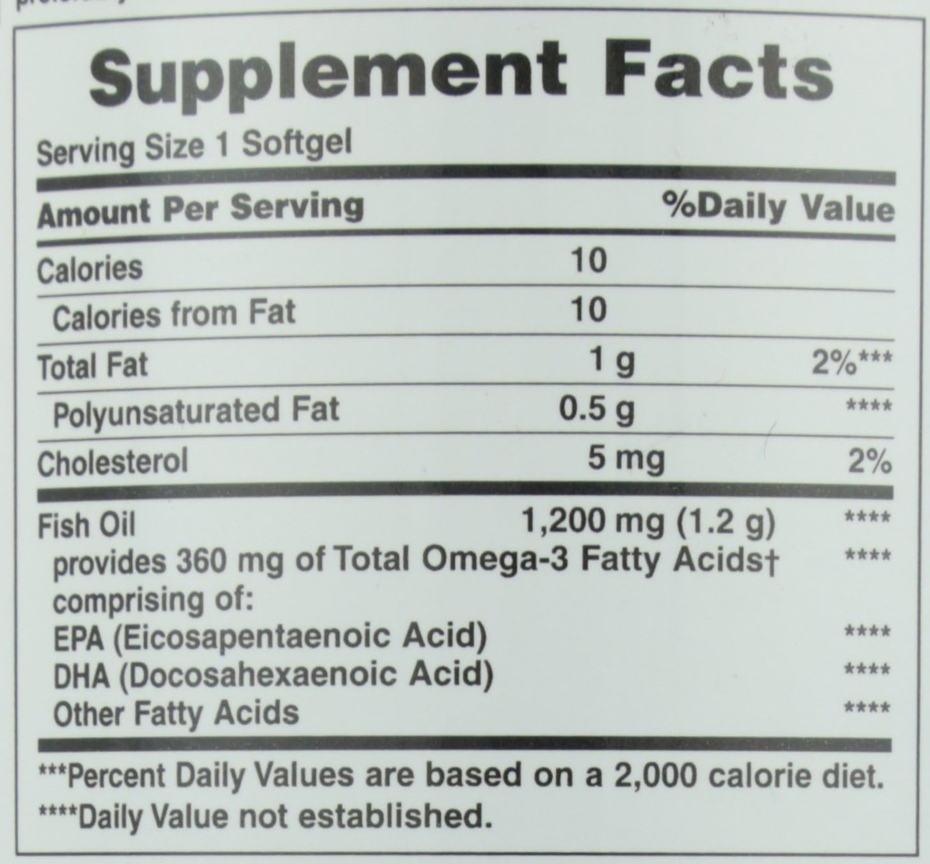 Ulei de pește bounty naturii, susține sănătatea inimii, 1200 Mg, Softgels rapid de eliberare, 200 Ct (Pachet de 2)
