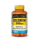 Seleniu natural Mason 200 mcg - Supliment antioxidant pentru suport imunitar și sănătate prostată, Essential Trace Mineral, 60 comprimate