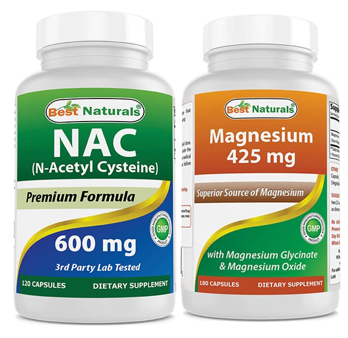 Cele mai bune Naturale NAC 600 mg & Magneziu Glicinat 425 mg