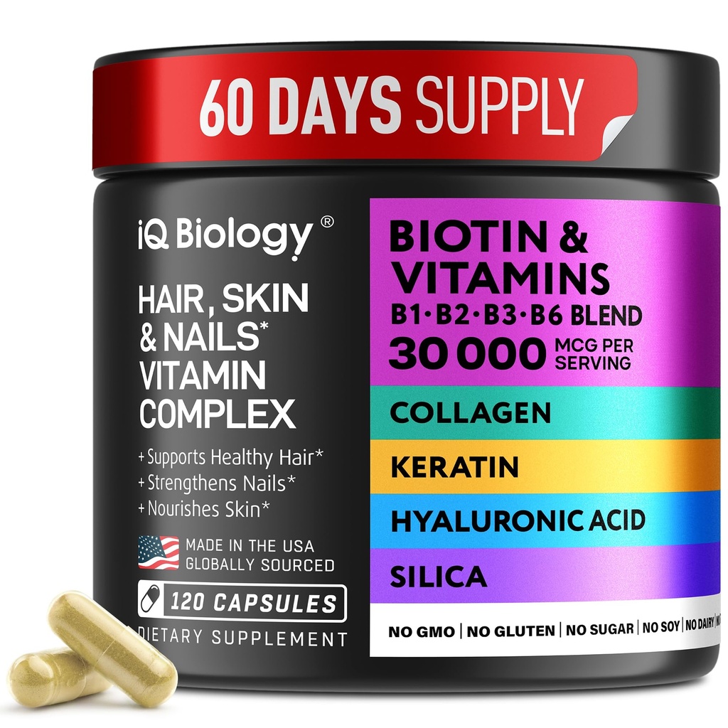 Biotina pentru cresterea parului Femei si barbati cu Keratina, Colagen Complex 30000 mcg 