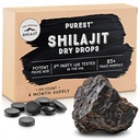 Picături uscate pure Himalayan Shilajit, 100% Silajit natural pur, Gradul A, Potență maximă 85+ Minerale și acid fuzilic curat pentru energie, Supliment de sprijin metabolic și imun pentru bărbați și femei (120 file)