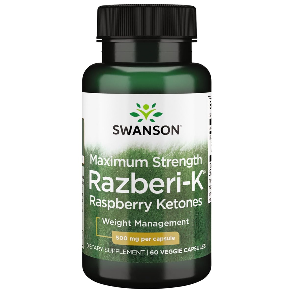 Swanson Putere maximă Razberi-K 500 Milligrame 60 Capsule Veg