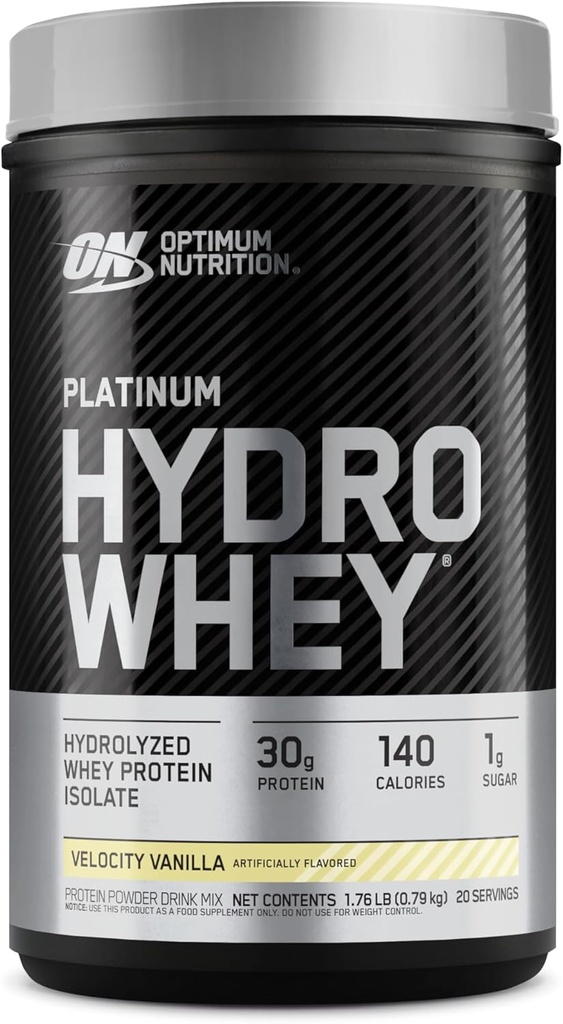 Optimum Nutrition Platinum Hydrowhey Proteine Powder, 100% Hidrolyzed Whey Proteine Izolate Powder, Aroma: Velocity Vanilla, 20 Servings, 1.76 Pounds (Packaging May Vary)