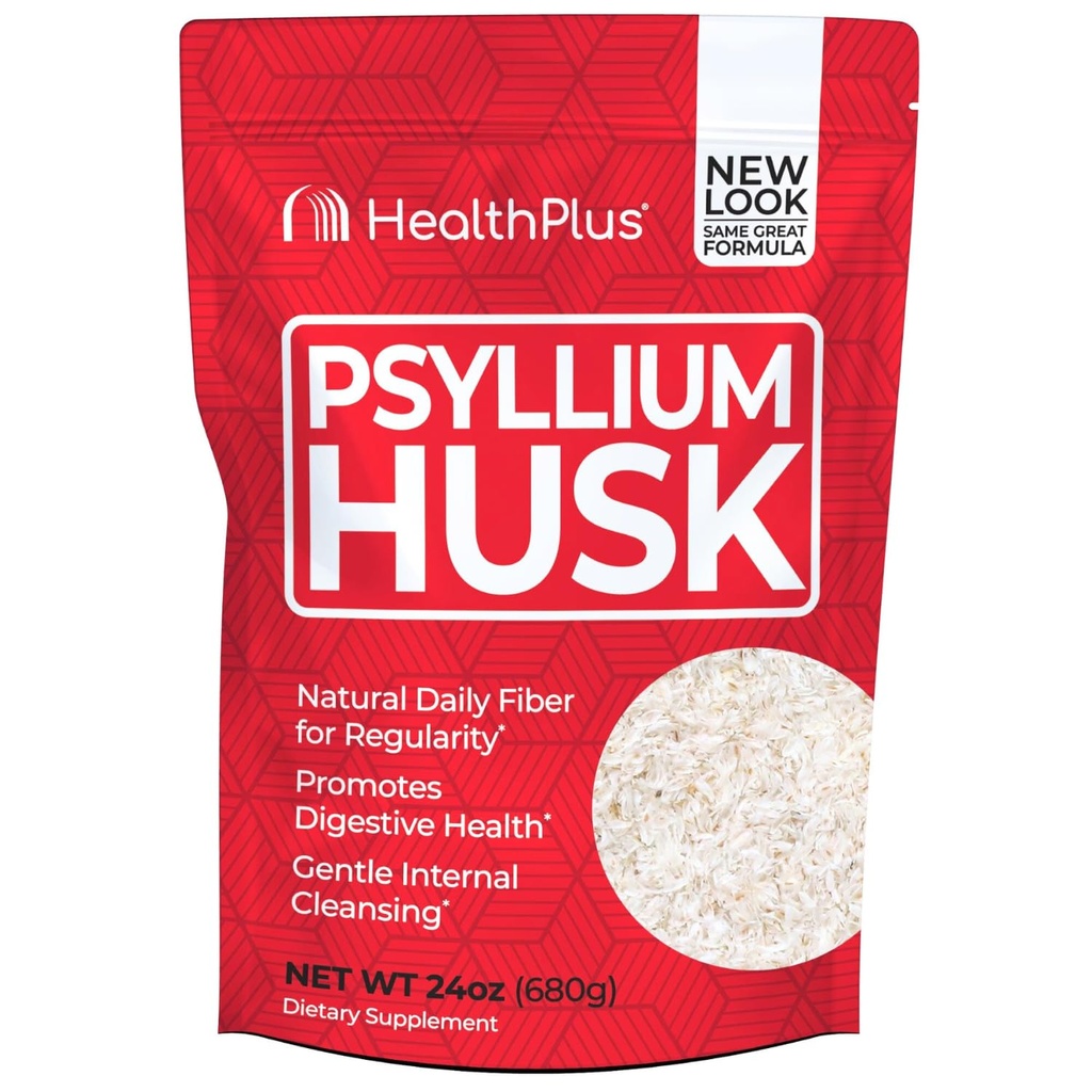 Sănătate Plus, Psyllium Husk, 24 oz, 96 serviri - Dezintoxicare naturală, supliment de fibre dietetice de zi cu zi, constipație Relief, Gentle Gut Cleanse, Keto Baking