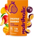 Gume monohidrate pentru bărbaţi şi femei - uşor de digest, Vegan, gluten-free, non-GMO, 1,5g de Creatină per Gummy - 45ct (45 Conte, Mango Passionfruit)