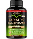 Multivitamine baridice - 45 mg Suplimente de fier - Made in USA - pentru femei si barbati - All-in-One, 21 Vitamine esentiale - Suport pentru maneca gastrica - Fara zahar, Gluten & Soy - 90 capsule, Once Daily