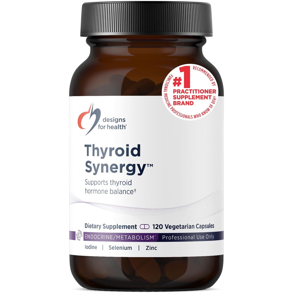 Proiectări pentru sănătate Synergia tiroidiană - Suplimentul de suport tiroidian cu iod, ginseng american, seleniu, zinc + mangan - vitamine tiroidiene Vegane, Gluten gratuit (120 capsule)