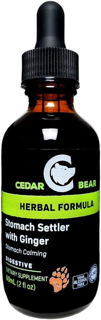 Cedar Bear Stomac Settler cu ghimbir un supliment de plante lichid care ajută la calmarea un stomac usor suparat 2 Fl Oz