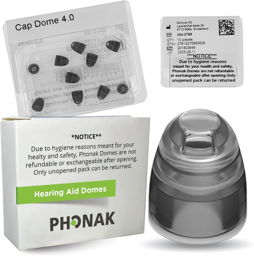 Phonak Cap 4.0 Dome XSmall (4.5 inch=4.5mm) -Adevărat OEM Elveţia Înlocuire Sonova, Audiere Domes pentru urechi foarte înguste- 1 pachet / 10 Domes Total