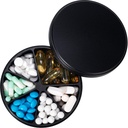Organizator pilula cu 6 Compartimente - Heavy Duty Metal Daily Pilula Case, Marii Pastile Container Detinator, Waterproof Medicamente Dispenser Pilula pentru Vitamina Supliment Medicina Ulei de pește, 0.38lb, Negru