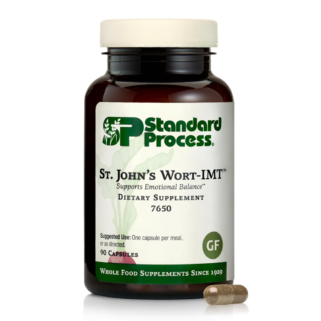 Proces standard St. John's Wort-IMT - Suplimentul vegetal pentru somn și stres ajutor - Suportă echilibru și relaxare - non-Dairy, non-Soy & Gluten-Free - 90 capsule