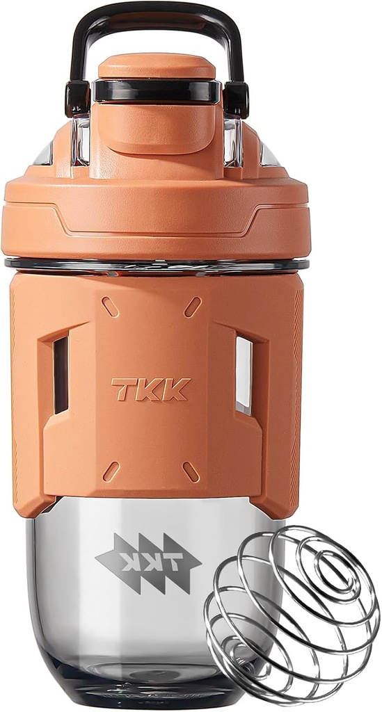 TKK 24oz Proteine Shaker Sticla cu Blending Ball, BPA Free Tritan Plastic, Leak-Proof, One Touch Lid, Non-Slip Grip, Sports & Fitness Utilizare