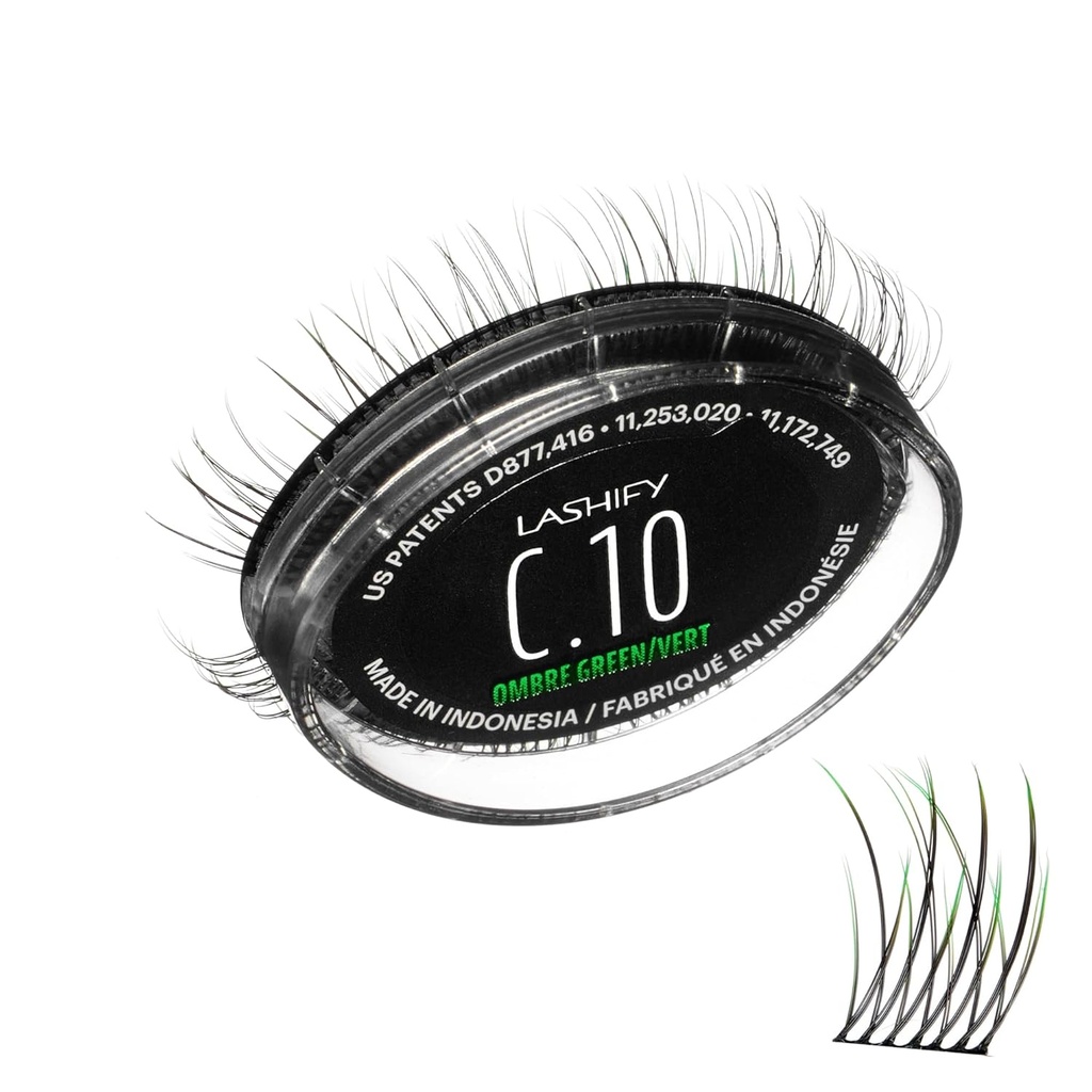 Lashify Curl 10mm Gossamer Extensii geană Refill în verde ombre, Easy DIY Lashes false pentru un aspect natural