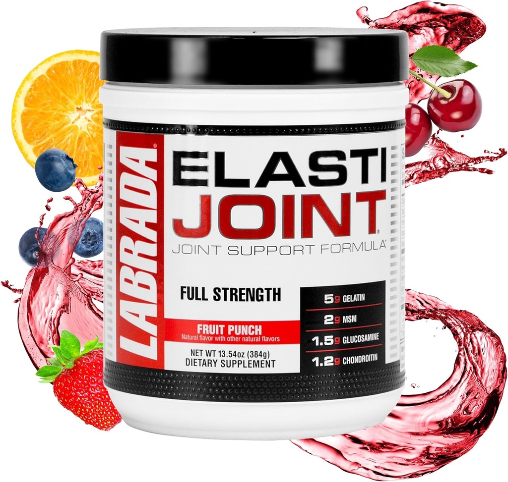 Labrada Nutrition Elasticomune, Punch de fructe, Glucosamine Joint Supplement Powder for Men & Women, Health Supplement with MSM, Glucosamine Chondroitin MSM - Gluten-Free