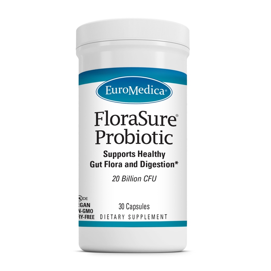 EuroMedica FloraSure Probiotic - Digestion Supplement to Help Against Ocazional Blooting & Support Gas Relief - Gut Health Supplement with Bifidobacterium Bifidum - 30 Capsule