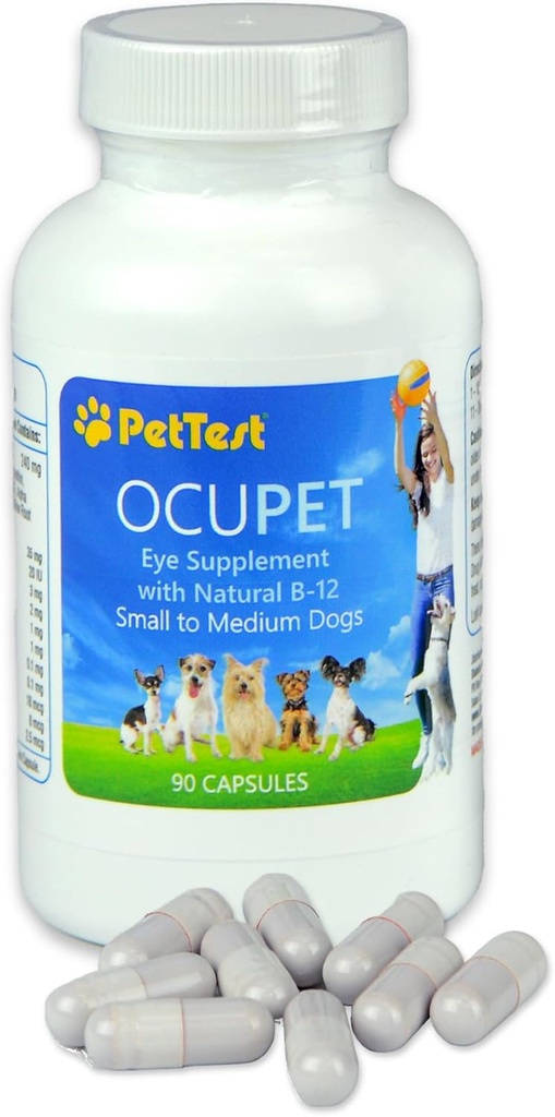 Ocupet Advanced Vision & Eye Health Supplement for Cats & Small-Medium Dogs, Packed with Natural B12, Grape Seed Extract & Lutein to Support Pets with Diabetes or Eye Legated Conditions-90 Capsule