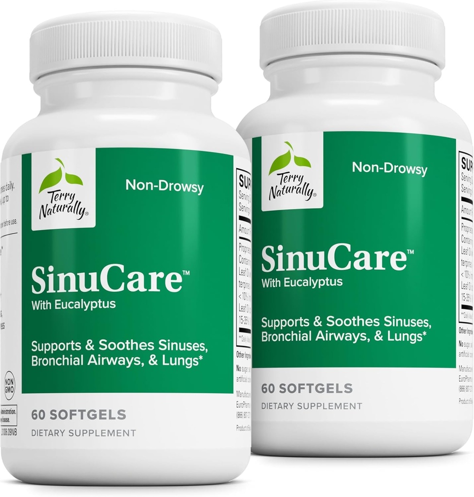 Terry Natural SinuCare - Bronhial Wellness Supplement - Ajutor Sinus sănătos - Supliment alimentar pentru a sprijini Plămânii Sănătoși - 60 Softgels (2 ambalaj)