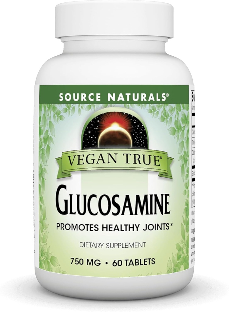 Sursa Naturals Vegan True Glucosamine, Promovează articulații sănătoase*, 750 mg - 60 comprimate