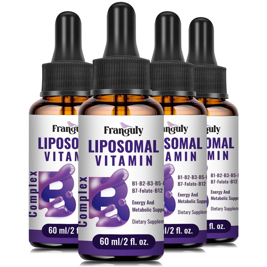 Complex Liposomal Vitamina B Complex lichid sublingual B Suplimentul vitaminelor B pentru femei Absorbție îmbunătățită B12,B1, B2, B3, B5, B6,Folate,Biotina pentru energie și suport imun-8,0 oz