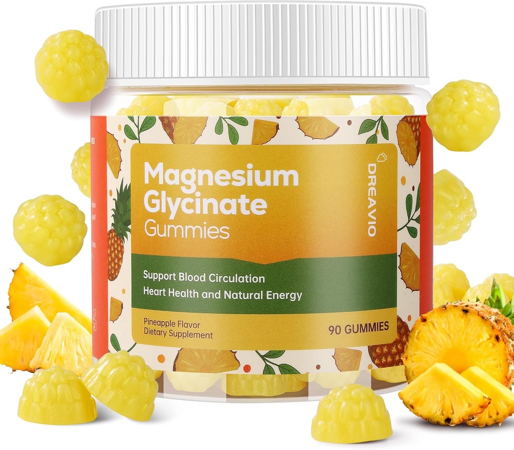 90 Conte Magneziu Glycinate Gumries 400mg w/Ashwagandha Supliment - Zahăr gratuit Zinc Glicinat de magneziu Supliment Ashwagandha Gumies pentru adulți Ananas Aroma