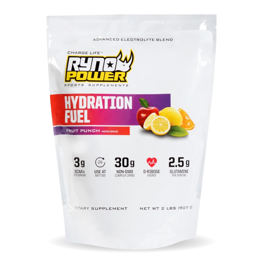 Ryno putere de hidratare combustibil Electrolit de băut Mix 2lb (20 serviri) 'Frut Punch' - avansat Electrolit Formula + BCAA's - Gluten gratuit - Sustinut energie si recuperare musculara