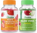 Probiotic Men de viață 10 Miliarde + Aloe Vera, Gummie Bundle - mare Tasting, Supliment de vitamine, Gluten gratuit, OMG gratuit, Gummy mestecat