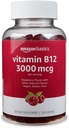 Bazele Vitaminei B12 3000 mcg Gummies, Producţia Normală de Energie şi Metabolism, Suportul Sistemului Imun, Raspberry, 100 Conte (2 pe servire) (previously Solimo)