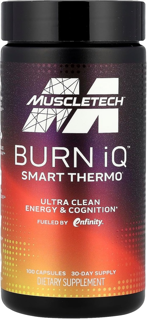 MuscleTech arde iQ supliment termosmart alimentat cu paraxanthine Enhanced Energy & Cognition pentru bărbați și femei 100 Conte