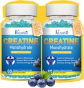 2 Pack Creatin Monohidrat Gummies pentru femei și bărbați, Sugar Free Vegan Creatine Supliment pentru construirea de muschi, Creșterea energiei și puterea, Aroma de afine, 120 Conte