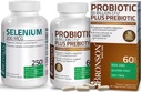 Probiotic Bronson 50 Miliarde CFU + Prebiotic cu polifenoli de mere și extract de fructe de ananas + Seleniu 200 Mg pentru sistemul imunitar, tiroidă, prostată și Heart Health