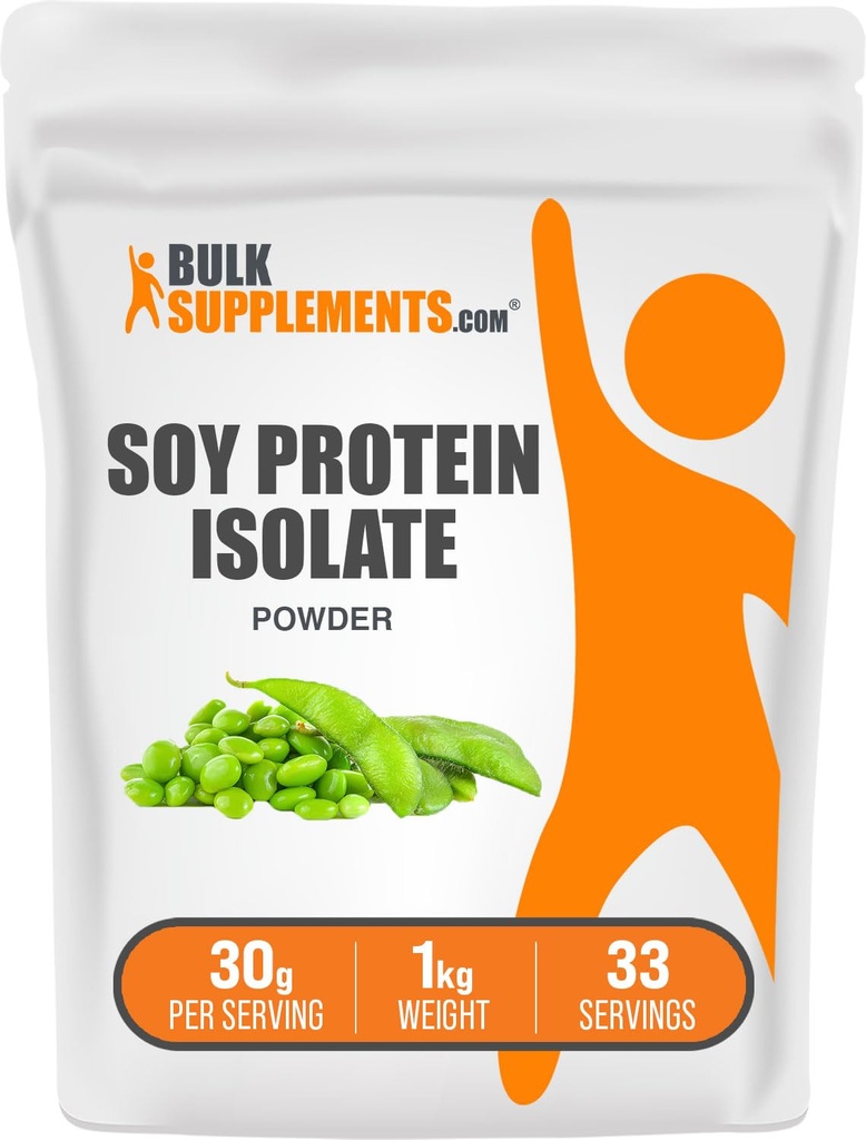 BulkSupplements.com Soy Proteine Izolate Pulbere - Pudra de proteine din Vegan, Nearomat - Pure & Gluten Free, 30g per Serving, 1kg (2,2 lbs) (Pachet de 1)