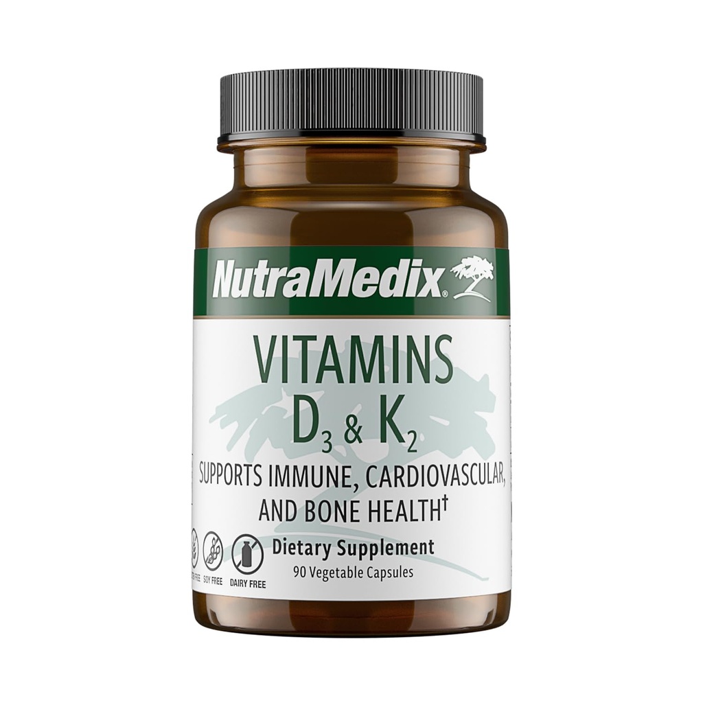 NutraMedix Vitamina D3 și K2 Suplimentul de sprijin imun pentru femei și bărbați - Ajutor pentru sprijinirea sănătății inimii - poate ajuta cu metabolismul de calciu (90 capsule)
