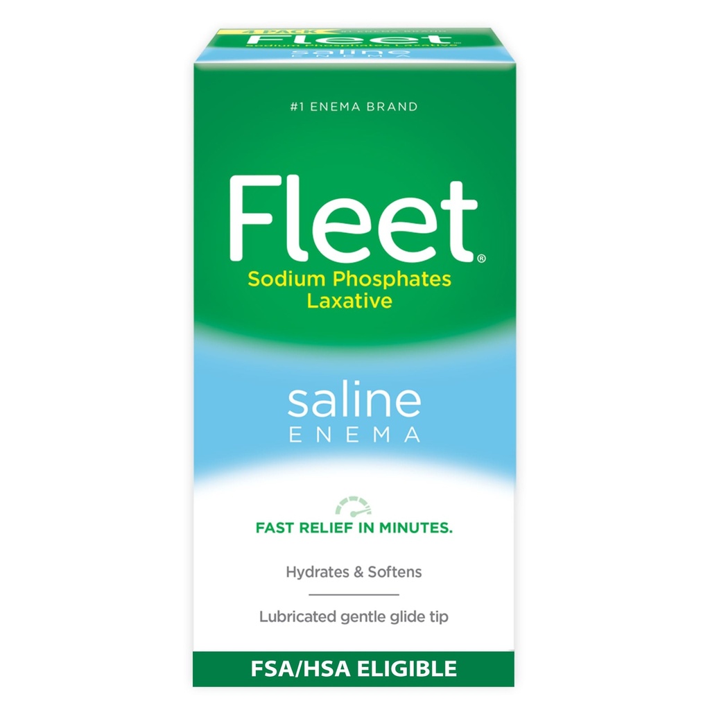 Fleet Laxative saline Enema pentru constipație adult, 4.5 fl oz, 4 sticle