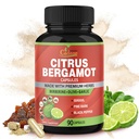 Organic Cadane Citrus Bergamot Supliment Extract capsule, 90 Caps, 3 luni Aprovizionare & Berberine, Olive, Guggul, Usturoi, Pine Bark, Black Pepper