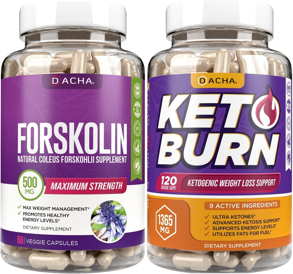 Advanced Keto & Fitness Bundle - Premium Forskolin Extract Plus Keto, cu 11 plante naturale pentru Max Slim Look, pastile Ultra de putere, suport imunitar, pierdut rapid