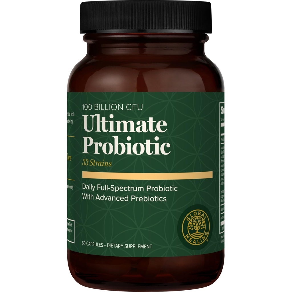 Global Vindecarea Ultimate Probiotic Blend Supliment cu Prebiotice și Probiotice pentru Digestive Health, Digestive Tract, & Immune System, Gut Health for Men & Women, 100 Miliarde CFU (60 capsule)