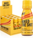 NAKED nutriție foc gol - Shot-uri de energie naturală, Root ghimbir, Oțet de cidru de mere crud, Ginseng organic & Ashwagandha, Detox, Shots de energie Wellness - 2.5Oz, 12 Pack