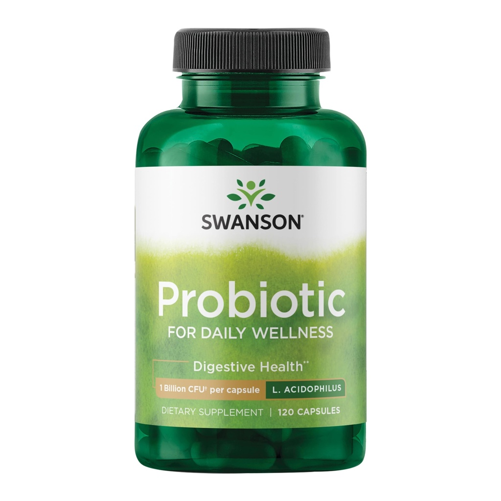 Swanson Probiotic - Digestive Health Supplement w/ 1 Miliarde CFU per capsulă - Formula naturală de susținere Regularitatea Bowel & Daily Wellness - (120 capsule)