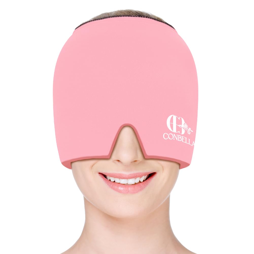 Migrene Relief Cap, Soothing Headache Ice Face Mask Produse, Terapie fierbinte și rece, Migrene Capac de ajutor pentru Migrene, Sinus, Puffy Eyes, Tensiune, Stres și Hangover (Pink)