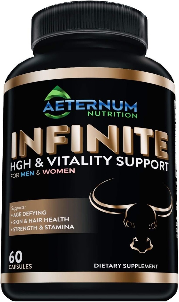 Infinit - HGH - Testosteron - Vitality Supliment-Include Argnine-Glutamine, și mai mult! Sprijină Putere, Rezistență, Skin & Hair Health, Creșterea musculară. pentru bărbaţi şi femei 60 capsule per flacon.