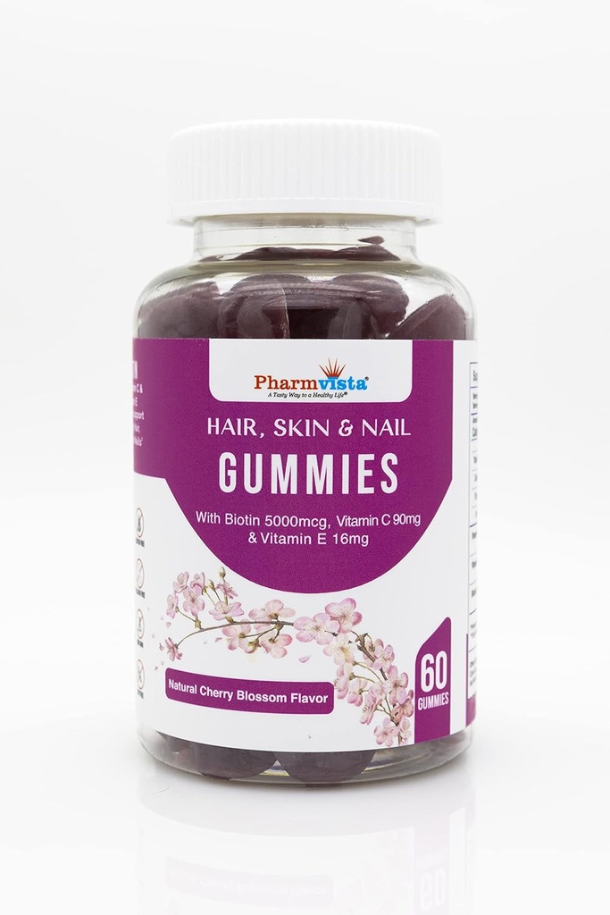 Piele de păr și unghii vitamine gume cu vitamina Biotin C și E -Vegan Gluten gratuit & Ingrediente non-GMO -60 Conte
