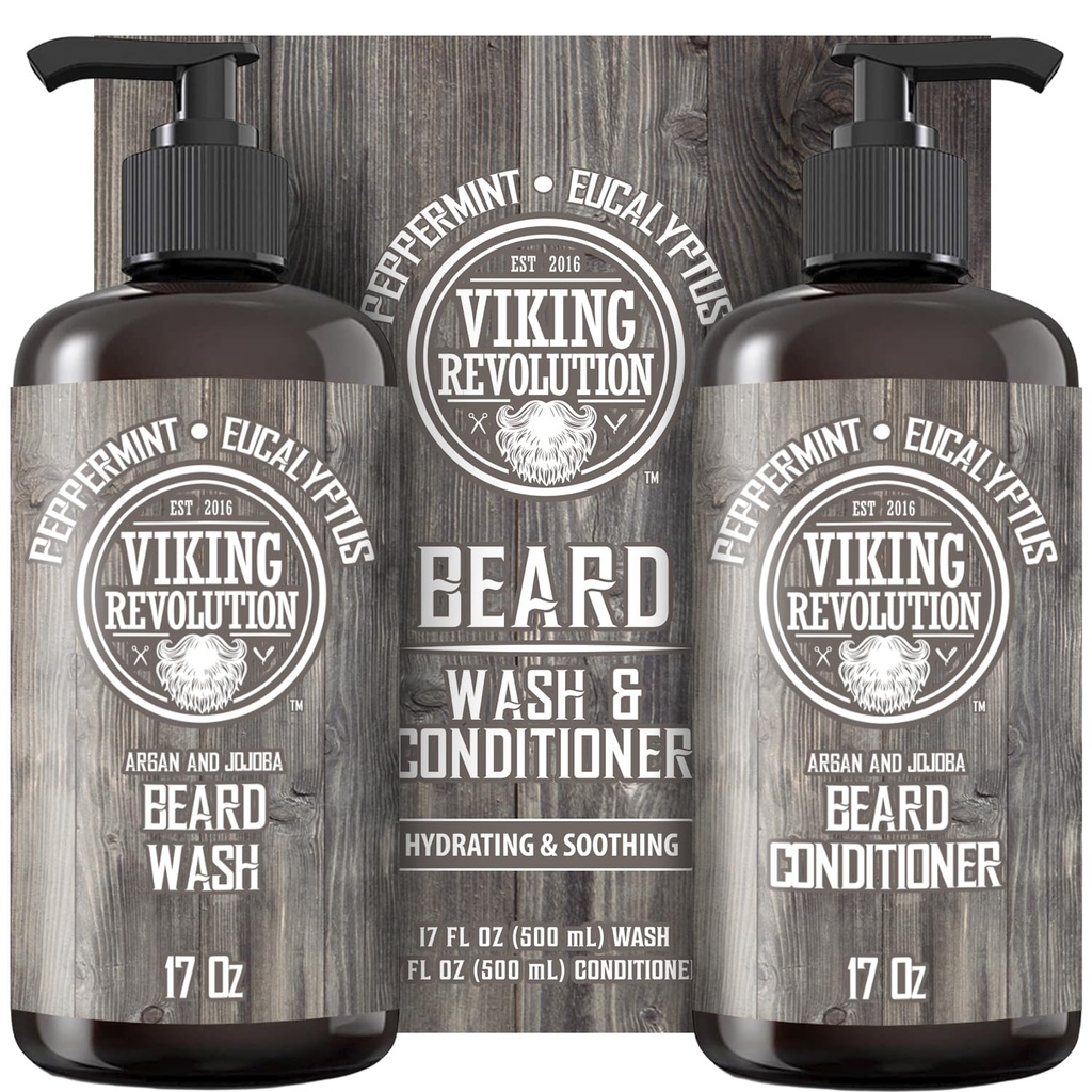 Viking Revolution Beard Wash & Balsam Set de ulei w/Argan & Jojoba 